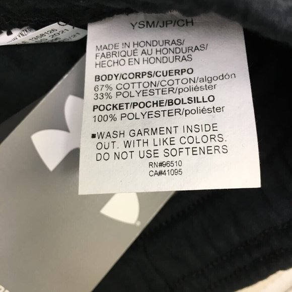 Under Armour Boys Rival Fleece Jogger Pants Black Drawstring Waist Pockets S New - Picture 6 of 7